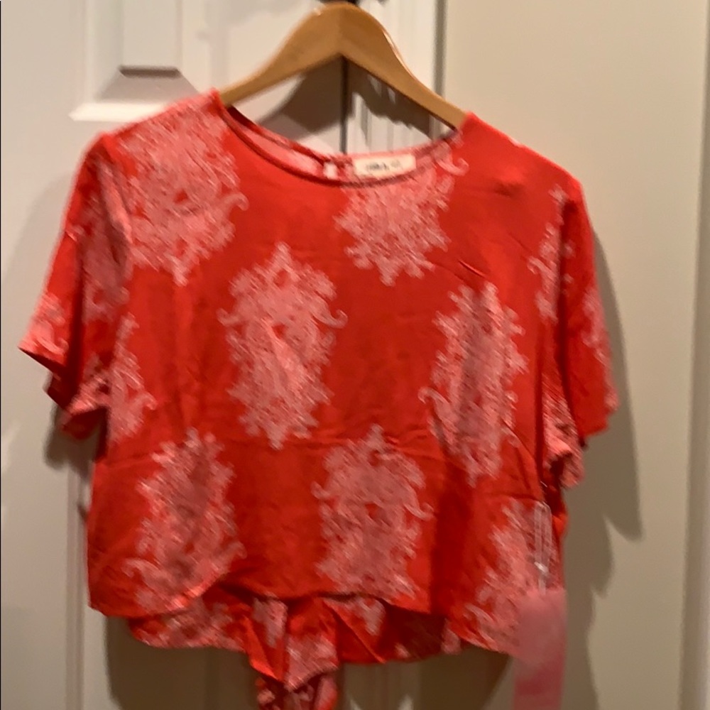 New Paisley Red/Orange 2 piece set Sz L - Picture 7 of 7
